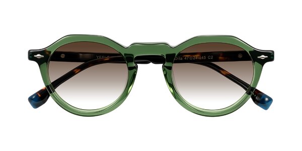 Front of Orta in Green/Tortoise