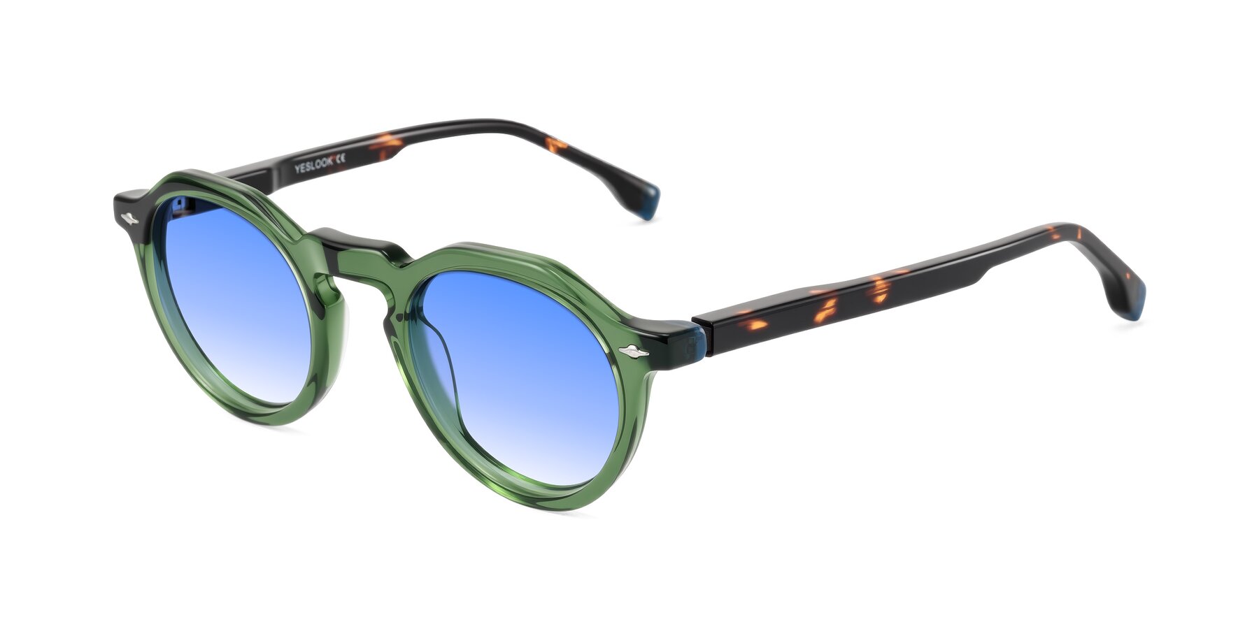 Angle of Orta in Green/Tortoise with Blue Gradient Lenses
