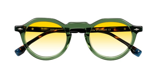 Front of Orta in Green/Tortoise