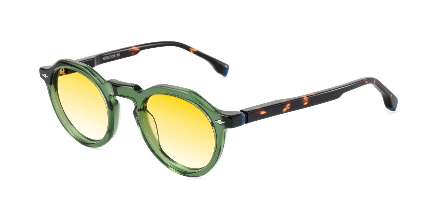 Angle of Orta in Green/Tortoise with Yellow Gradient Lenses