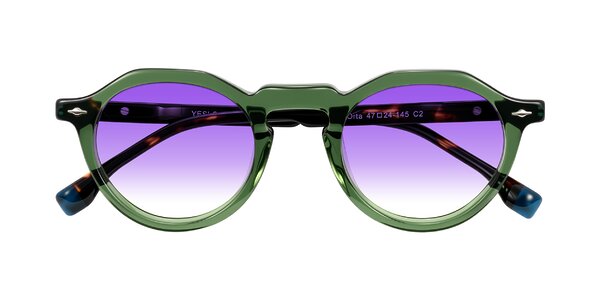 Front of Orta in Green/Tortoise