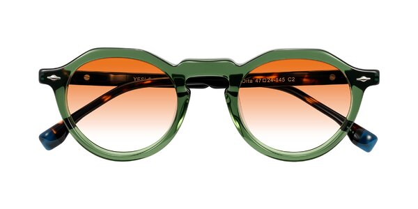Front of Orta in Green/Tortoise