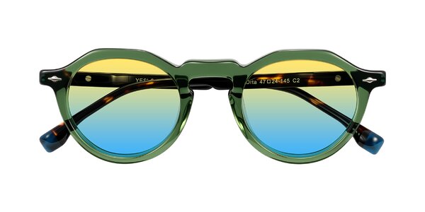 Front of Orta in Green/Tortoise