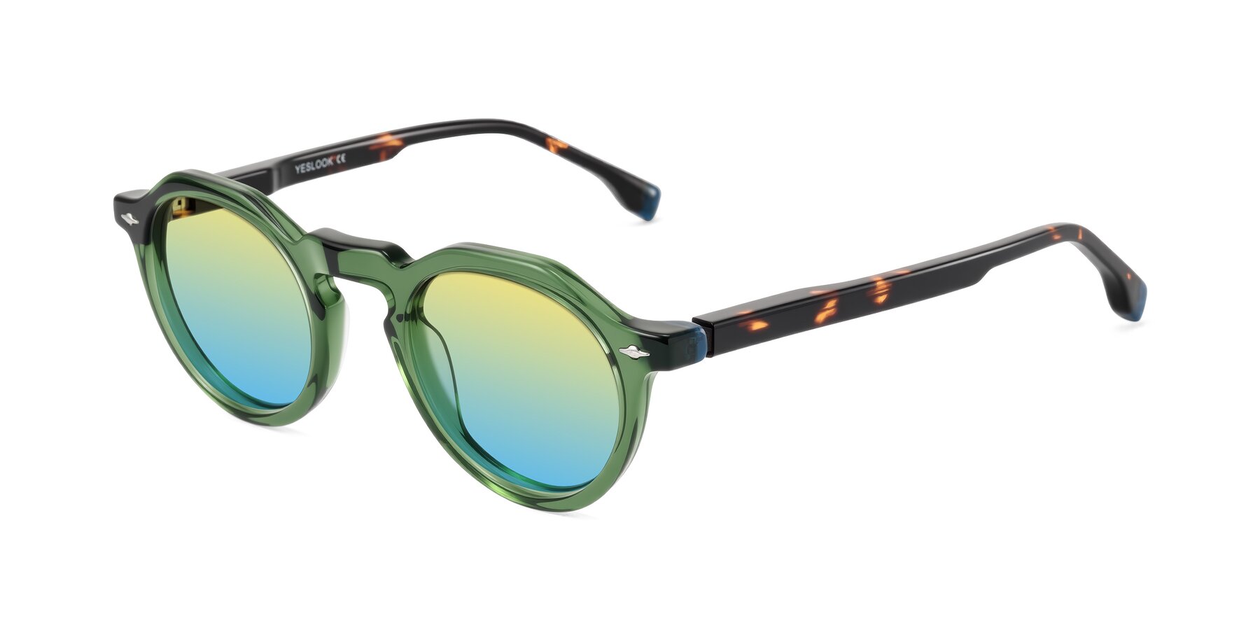 Angle of Orta in Green/Tortoise with Yellow / Blue Gradient Lenses