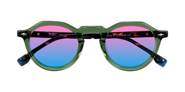 Front of Orta in Green/Tortoise
