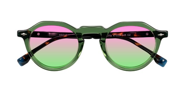 Front of Orta in Green/Tortoise