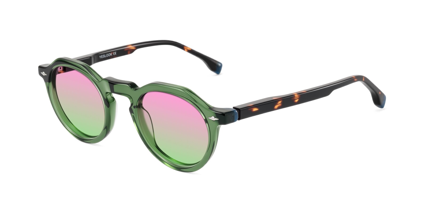 Angle of Orta in Green/Tortoise with Pink / Green Gradient Lenses