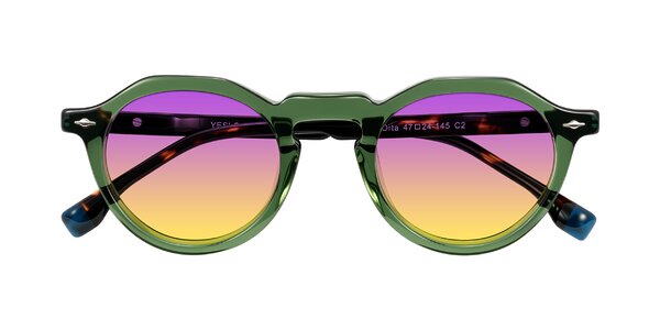 Front of Orta in Green/Tortoise