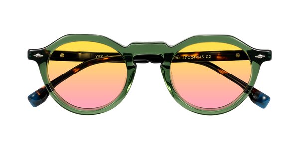 Front of Orta in Green/Tortoise