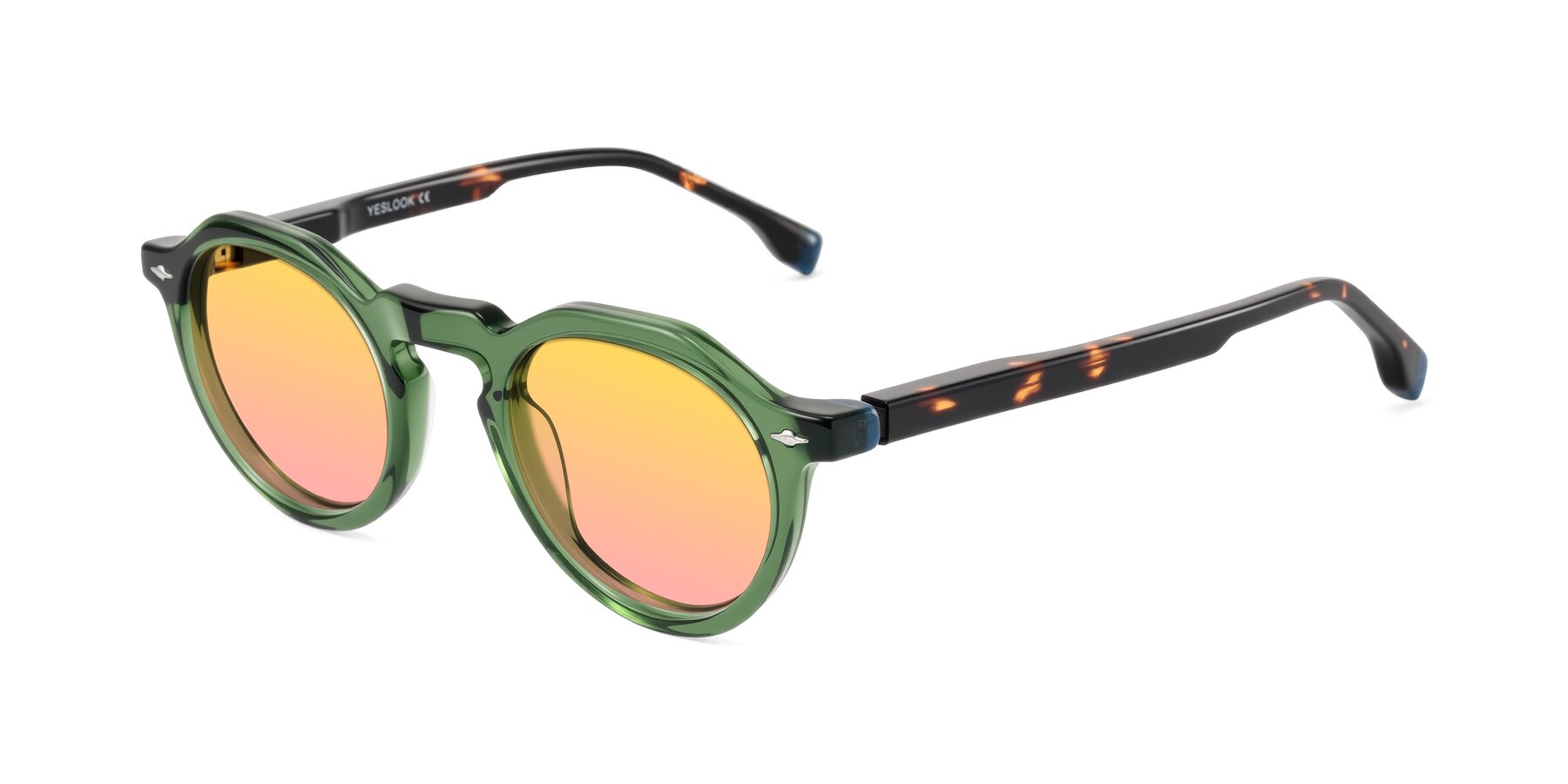 Angle of Orta in Green/Tortoise with Yellow / Pink Gradient Lenses