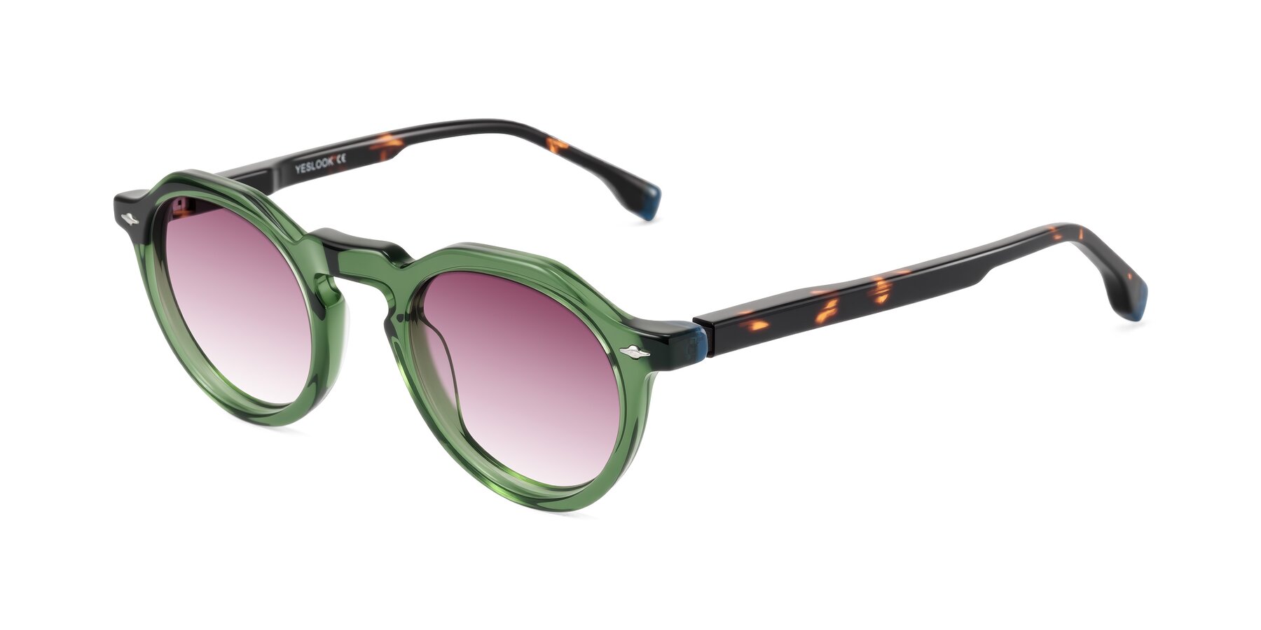 Angle of Orta in Green/Tortoise with Wine Gradient Lenses