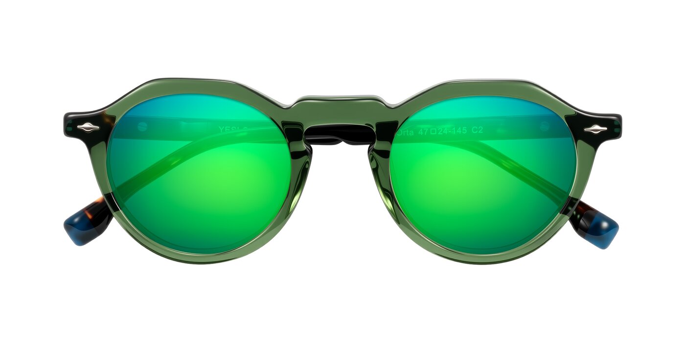Orta - Green/Tortoise Flash Mirrored Sunglasses