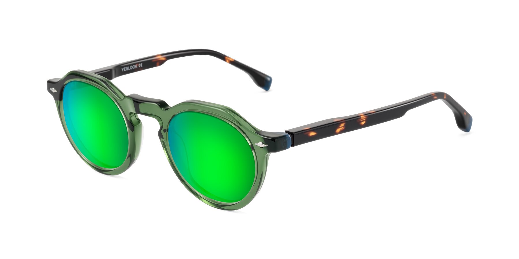 Angle of Orta in Green/Tortoise with Green Mirrored Lenses