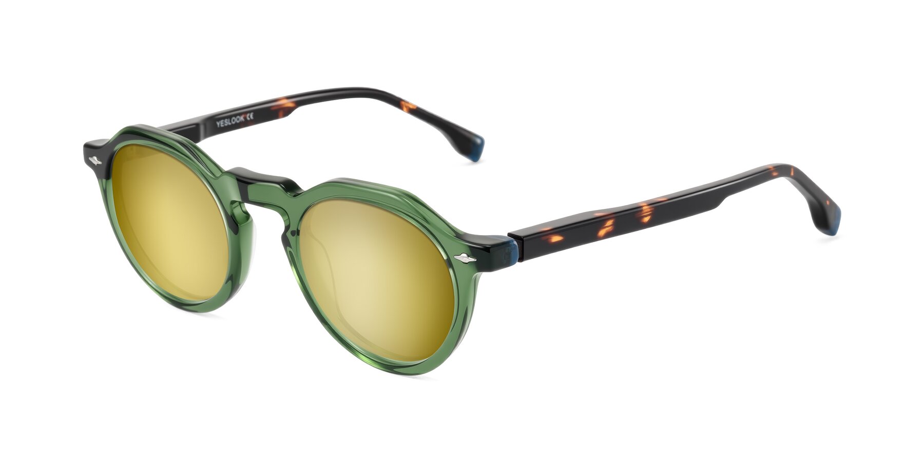 Angle of Orta in Green/Tortoise with Gold Mirrored Lenses