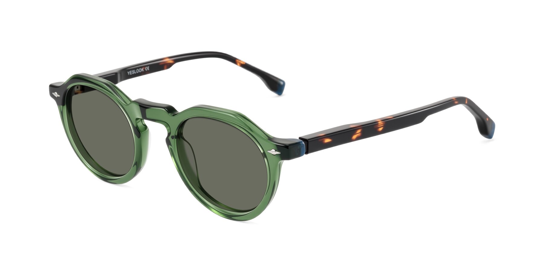 Angle of Orta in Green/Tortoise with Gray Polarized Lenses