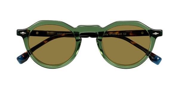 Front of Orta in Green/Tortoise
