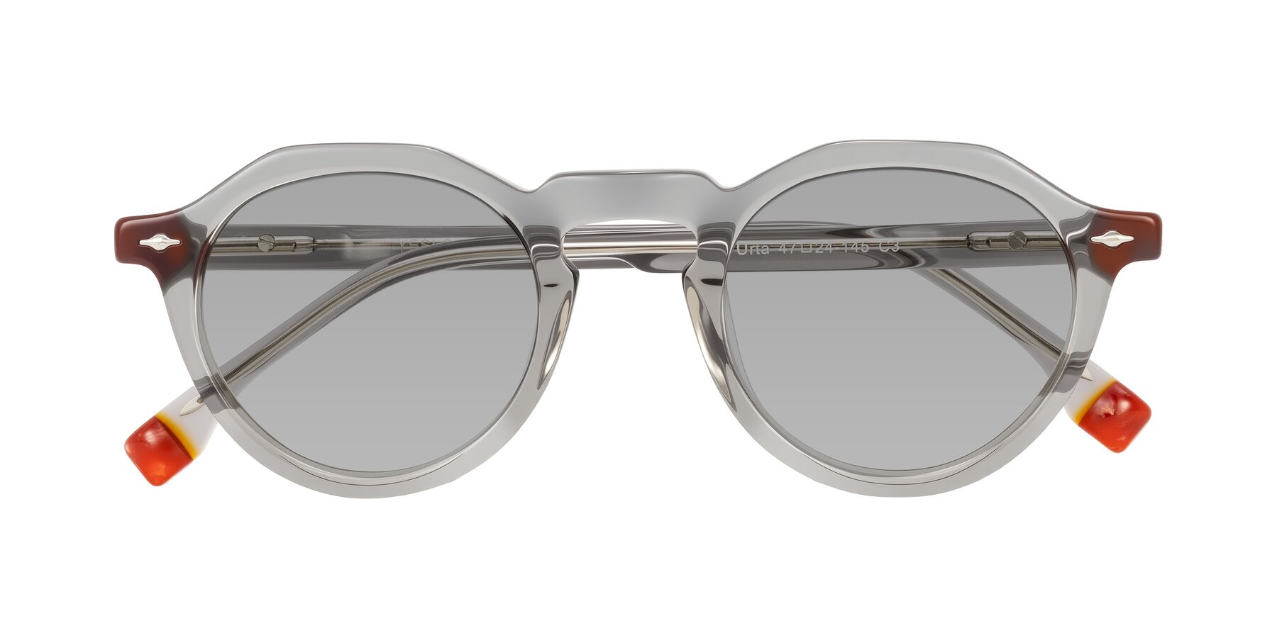 Folded Front of Orta in Gray with Light Gray Tinted Lenses