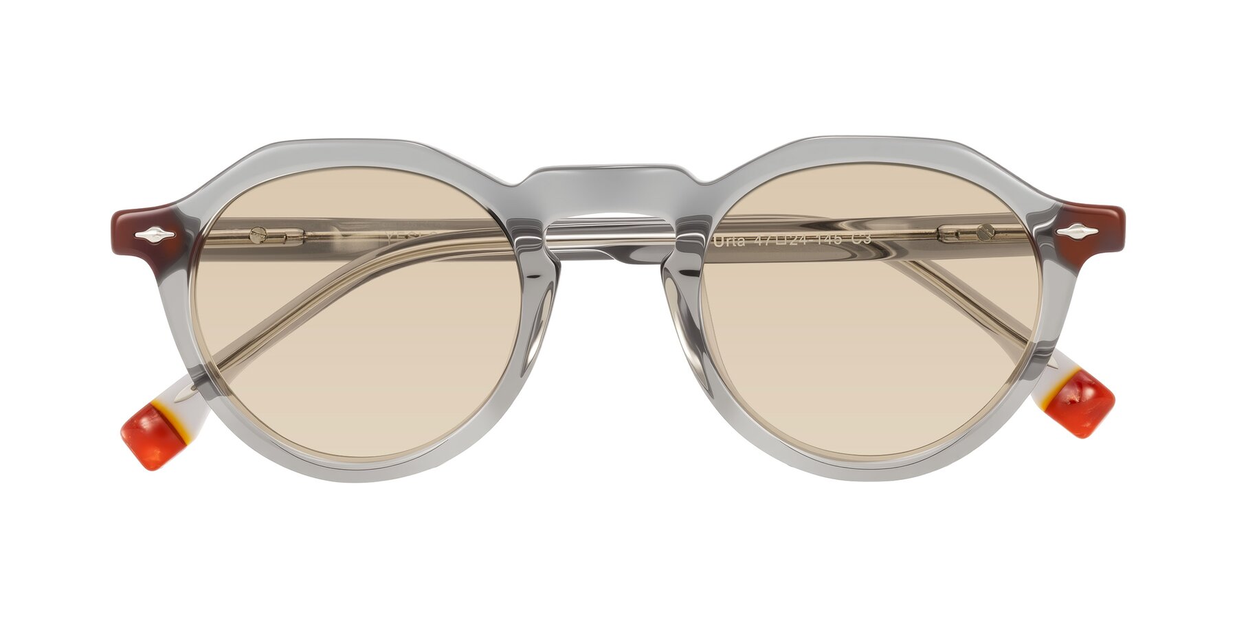 Folded Front of Orta in Gray with Light Brown Tinted Lenses