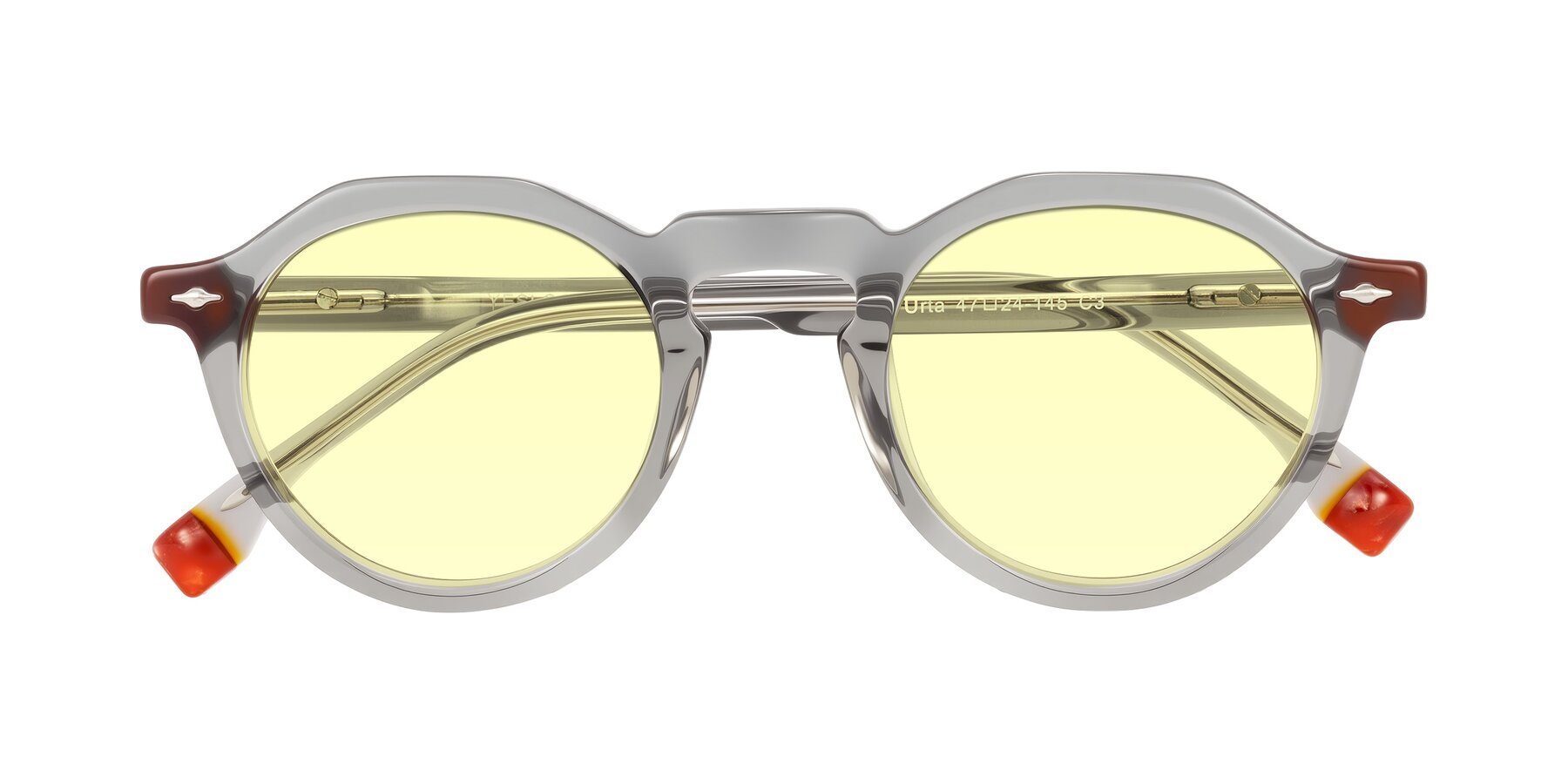 Folded Front of Orta in Gray with Light Yellow Tinted Lenses