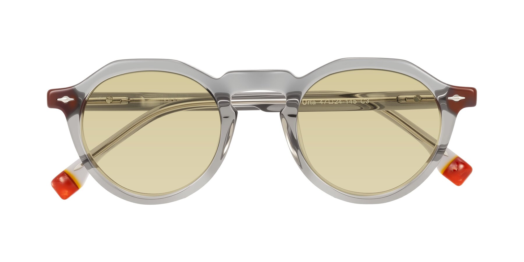 Folded Front of Orta in Gray with Light Champagne Tinted Lenses