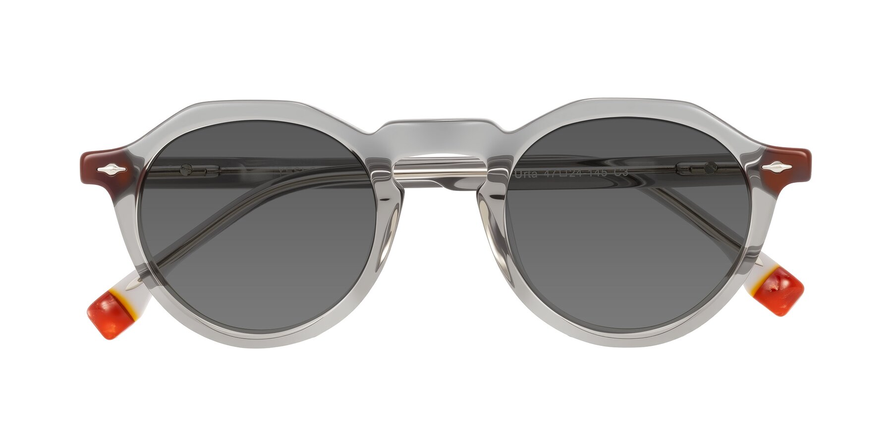 Folded Front of Orta in Gray with Medium Gray Tinted Lenses