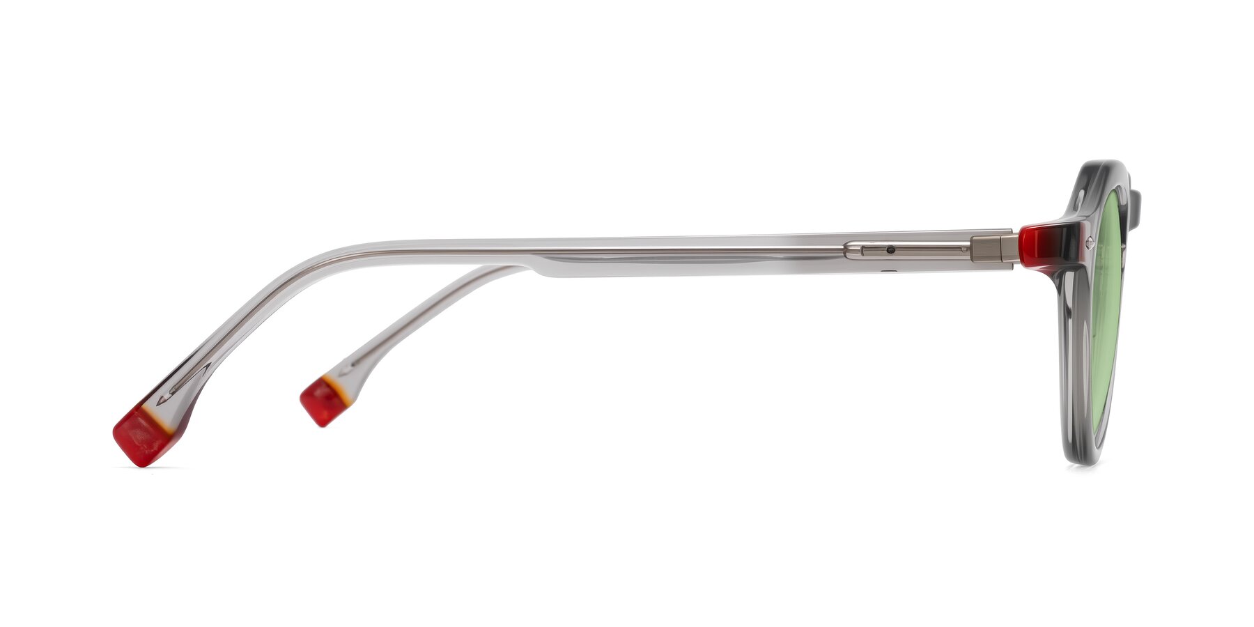 Side of Orta in Gray with Medium Green Tinted Lenses