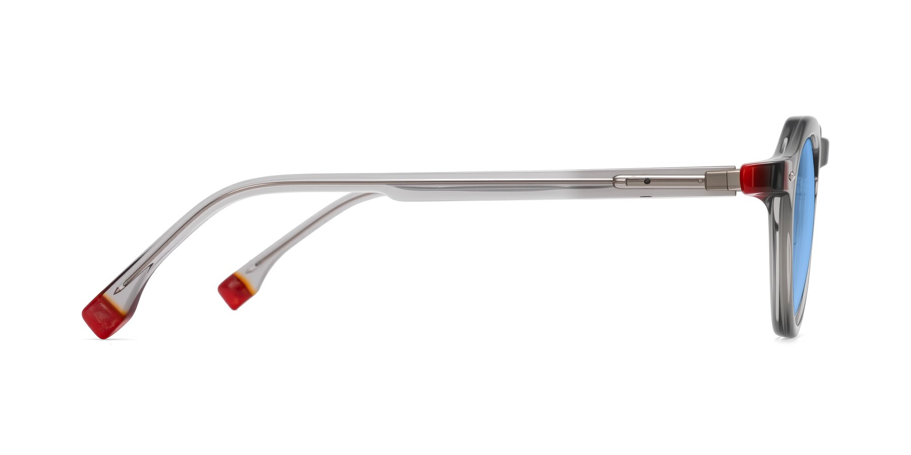 Side of Orta in Gray with Medium Blue Tinted Lenses