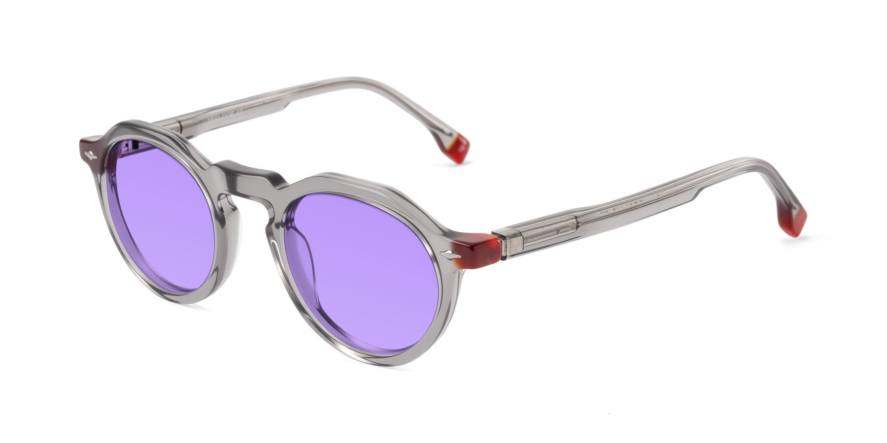 Angle of Orta in Gray with Medium Purple Tinted Lenses