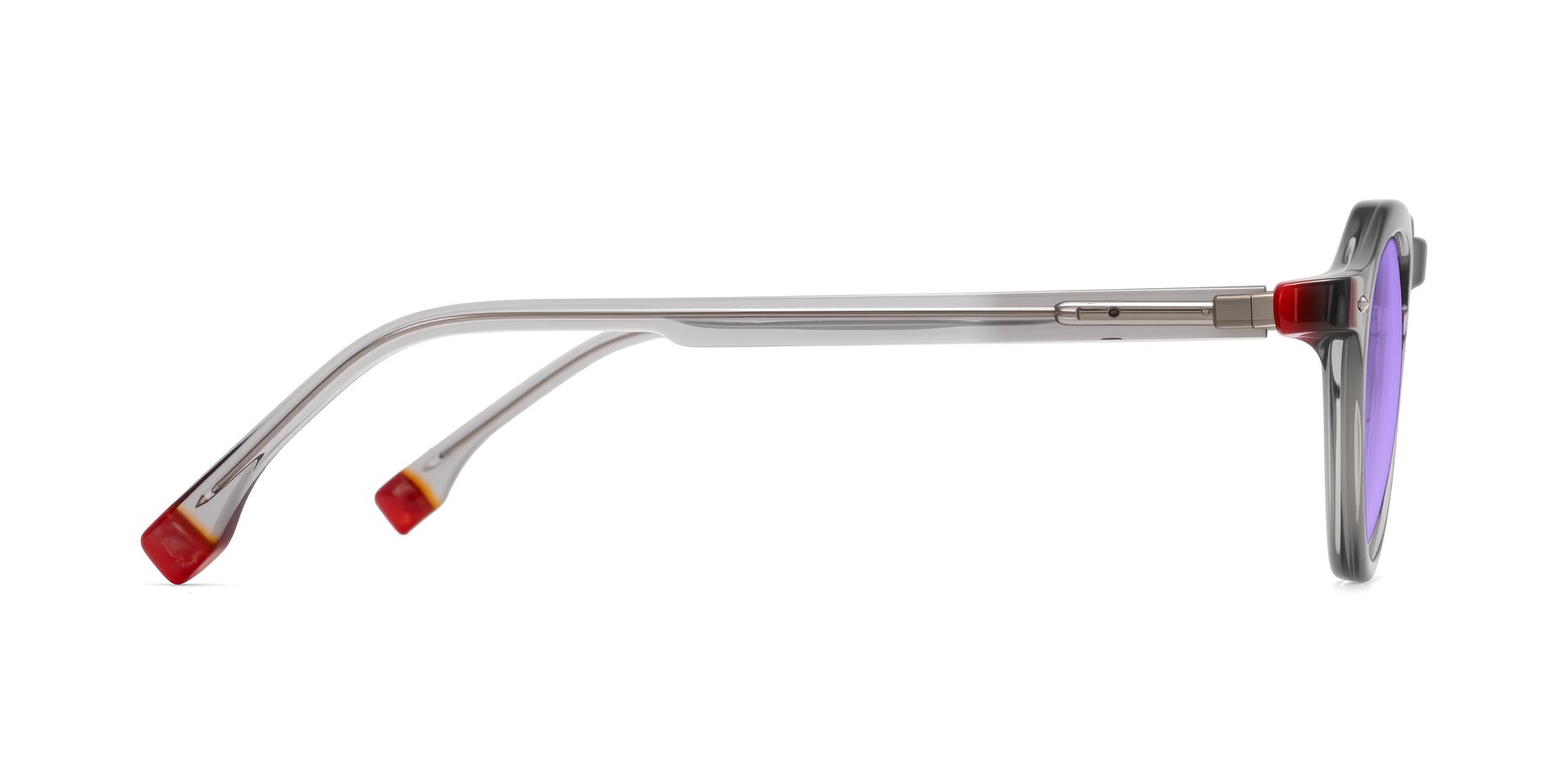 Side of Orta in Gray with Medium Purple Tinted Lenses