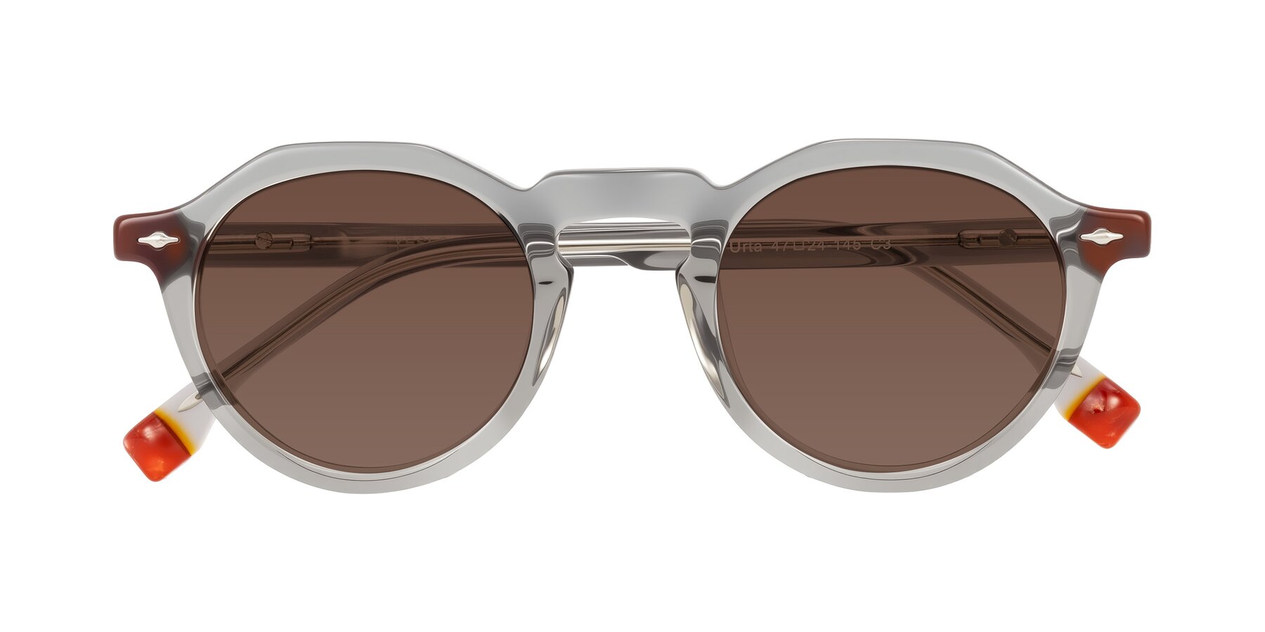 Folded Front of Orta in Gray with Brown Tinted Lenses