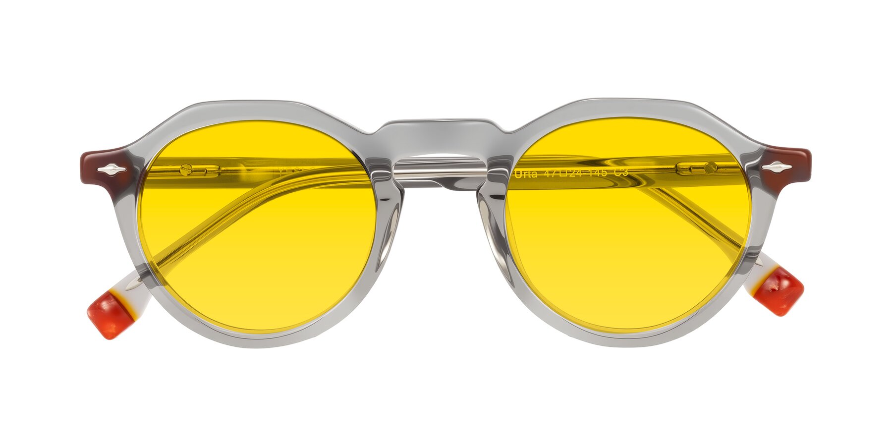 Folded Front of Orta in Gray with Yellow Tinted Lenses