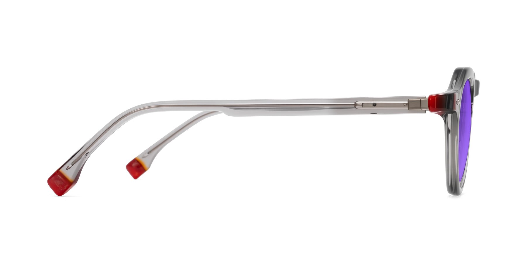 Side of Orta in Gray with Purple Tinted Lenses