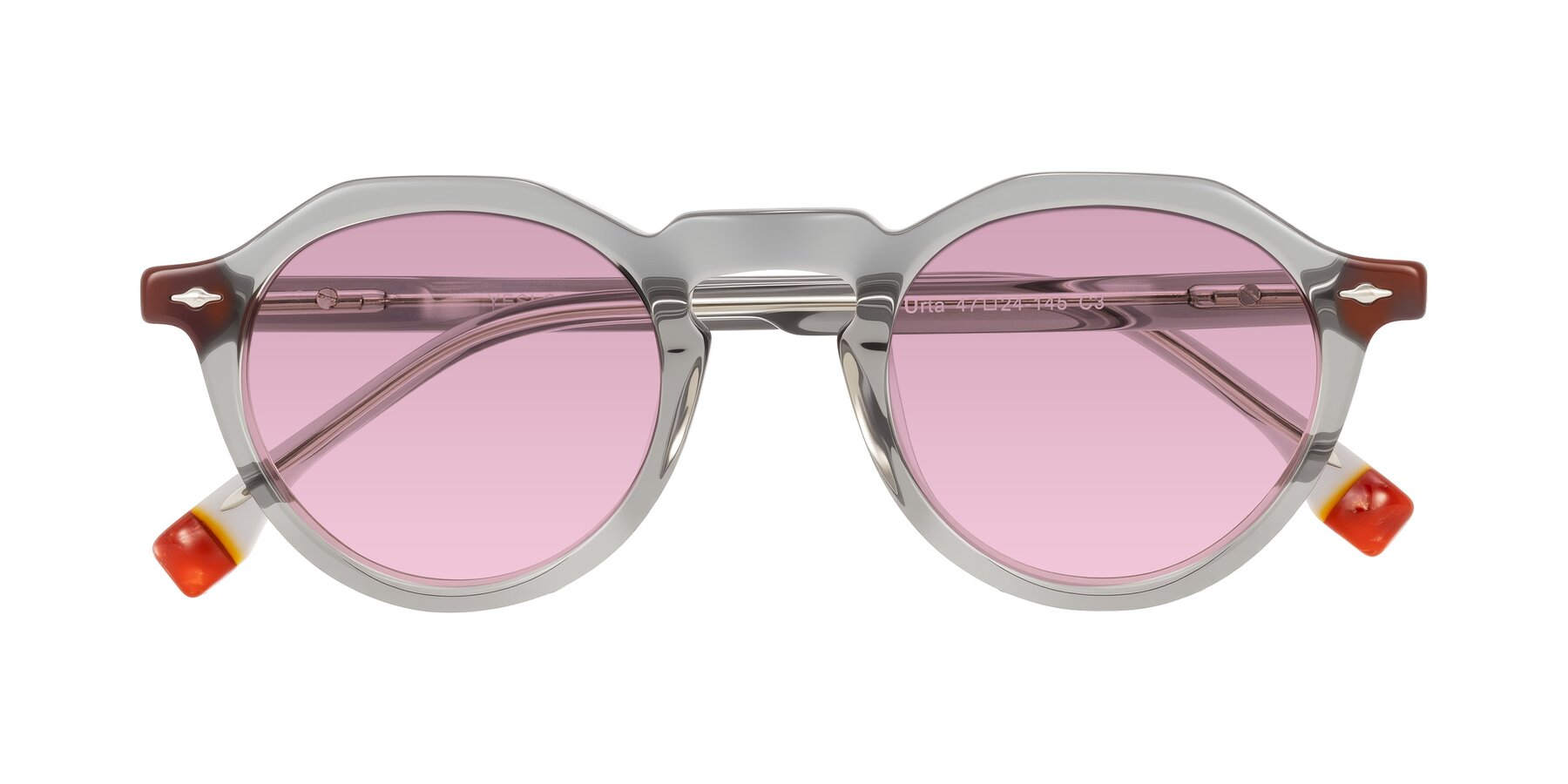 Folded Front of Orta in Gray with Light Wine Tinted Lenses