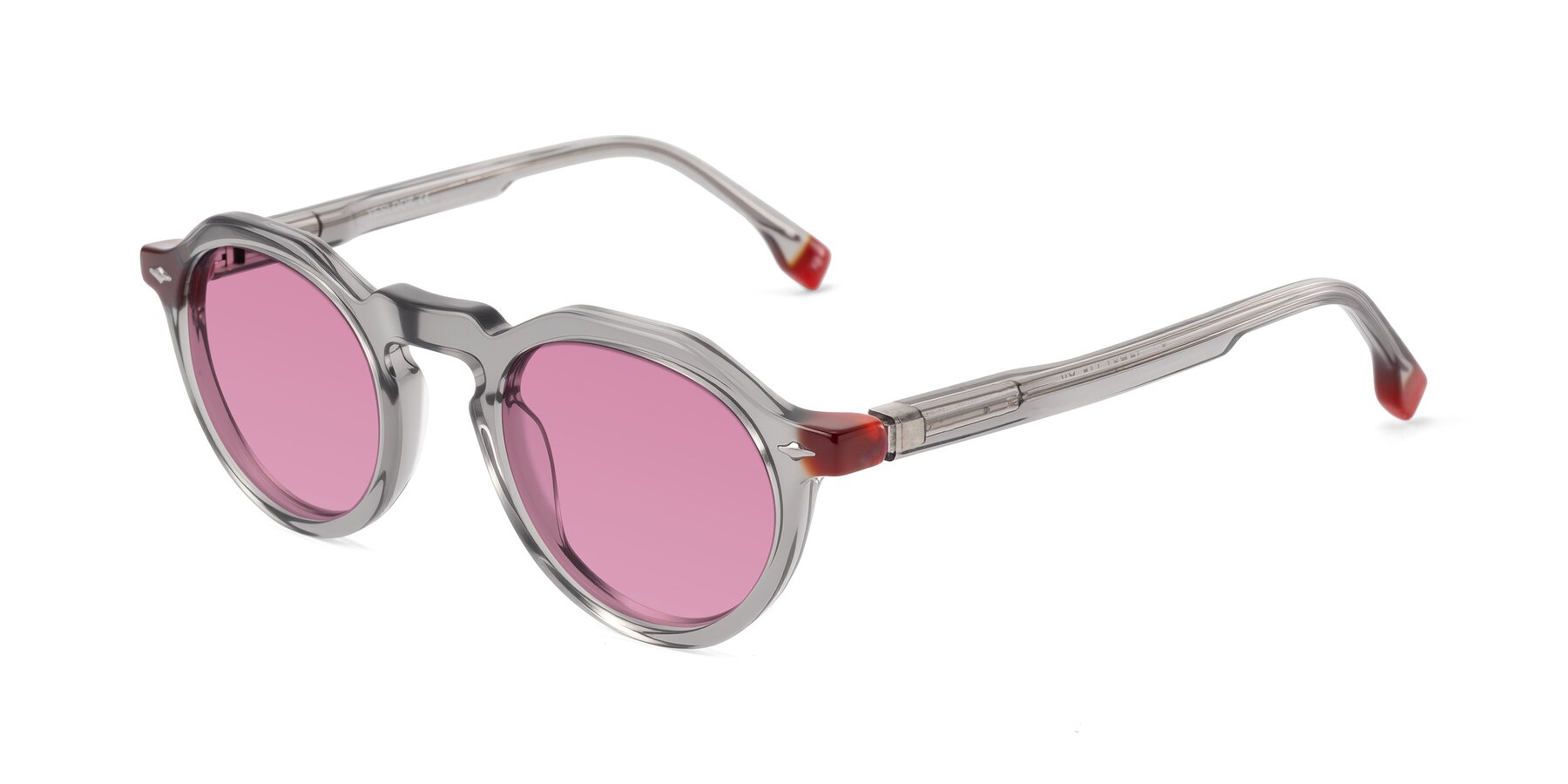 Angle of Orta in Gray with Medium Wine Tinted Lenses