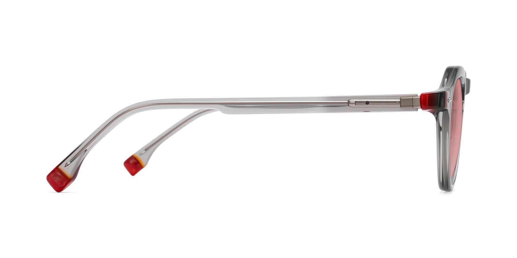 Side of Orta in Gray with Medium Garnet Tinted Lenses