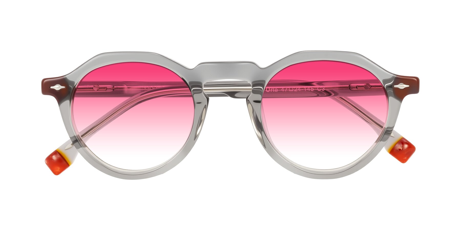 Folded Front of Orta in Gray with Pink Gradient Lenses