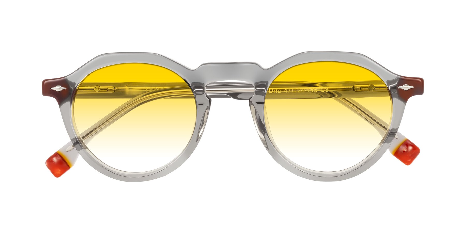Folded Front of Orta in Gray with Yellow Gradient Lenses