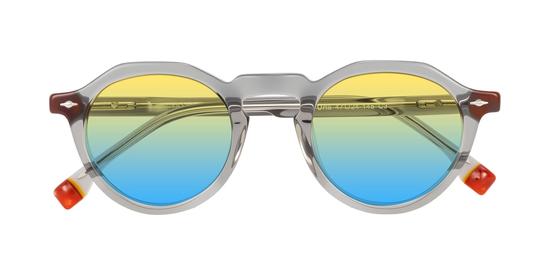 Folded Front of Orta in Gray with Yellow / Blue Gradient Lenses