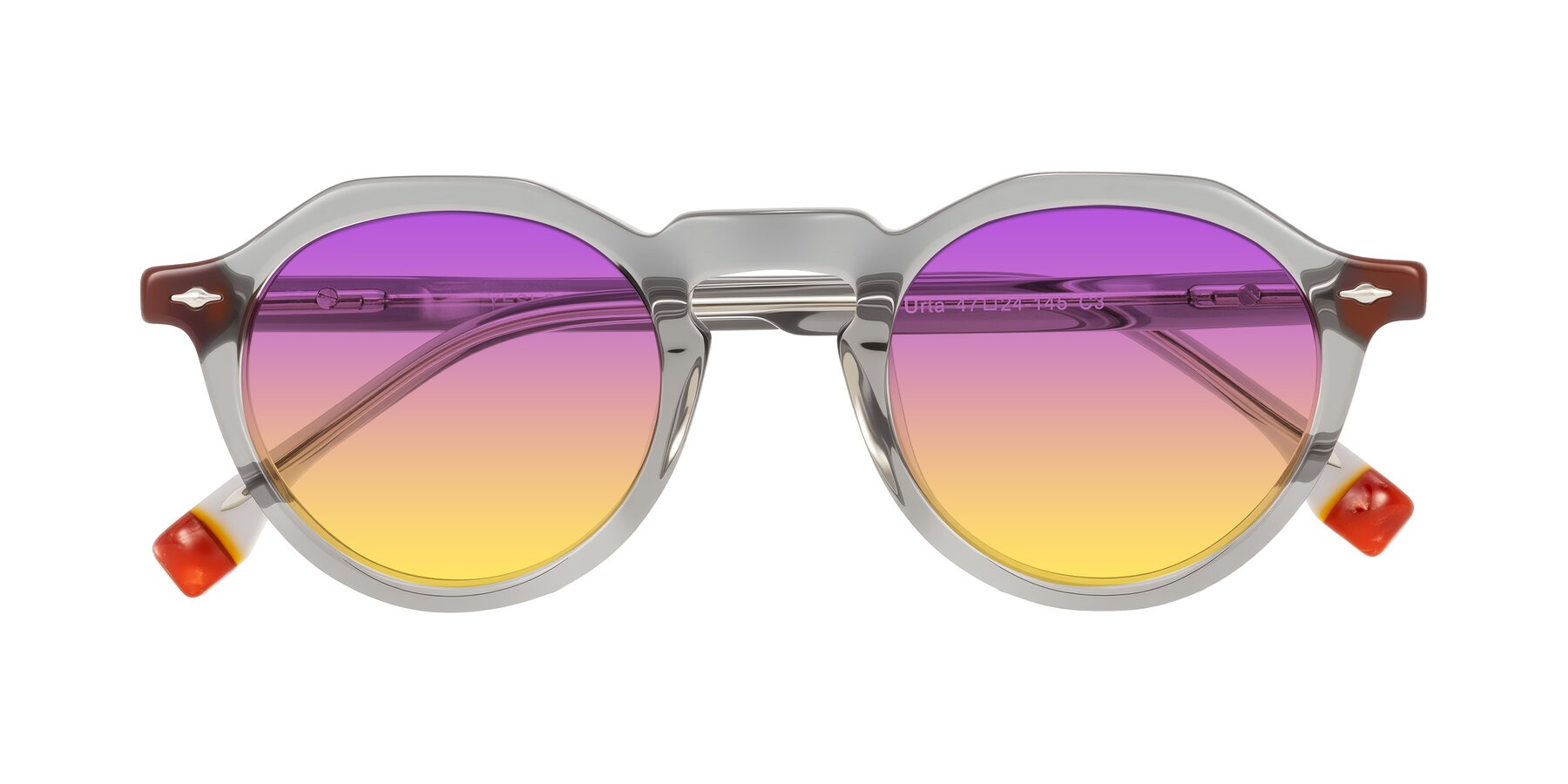 Folded Front of Orta in Gray with Purple / Yellow Gradient Lenses