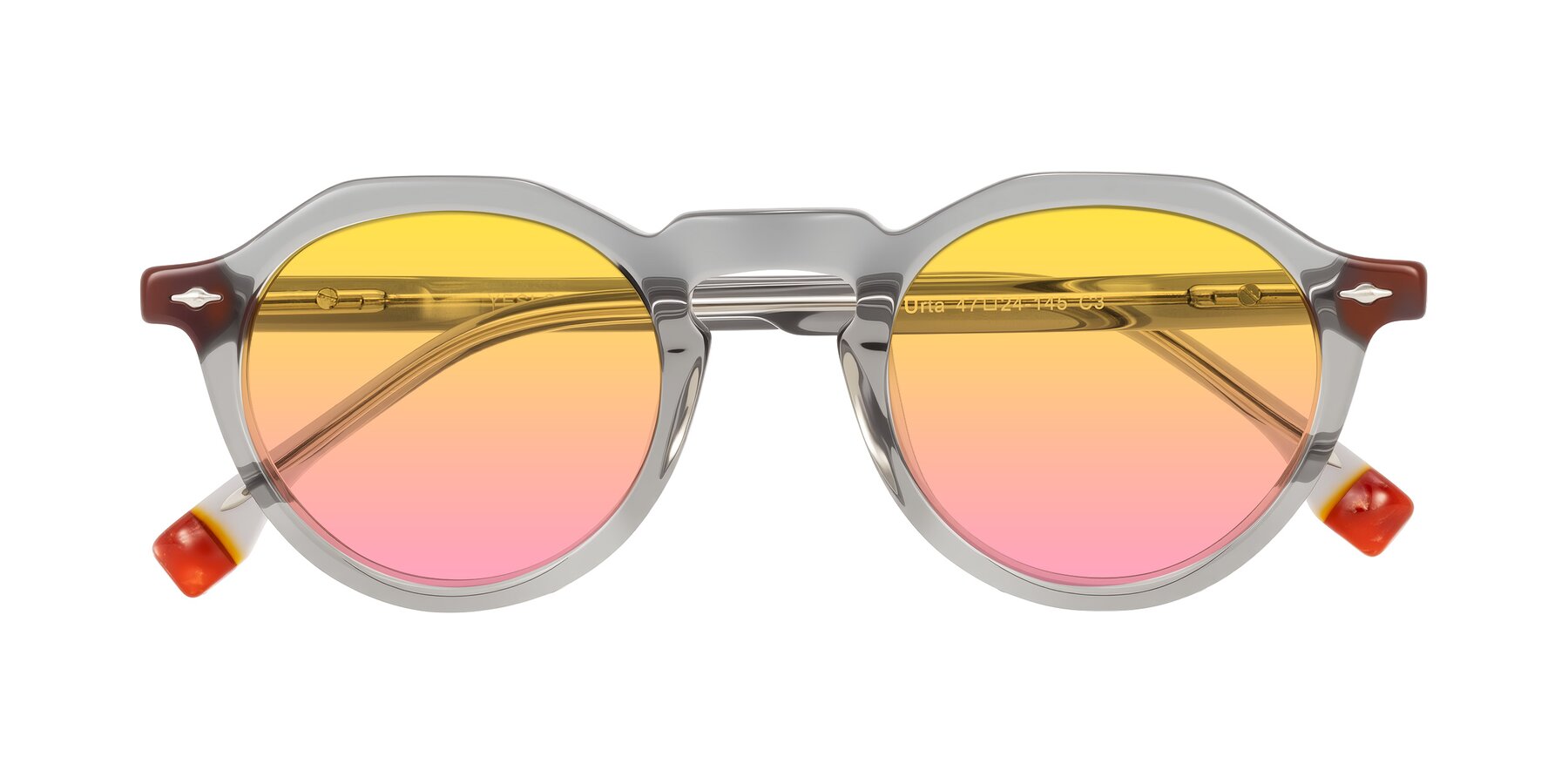 Folded Front of Orta in Gray with Yellow / Pink Gradient Lenses