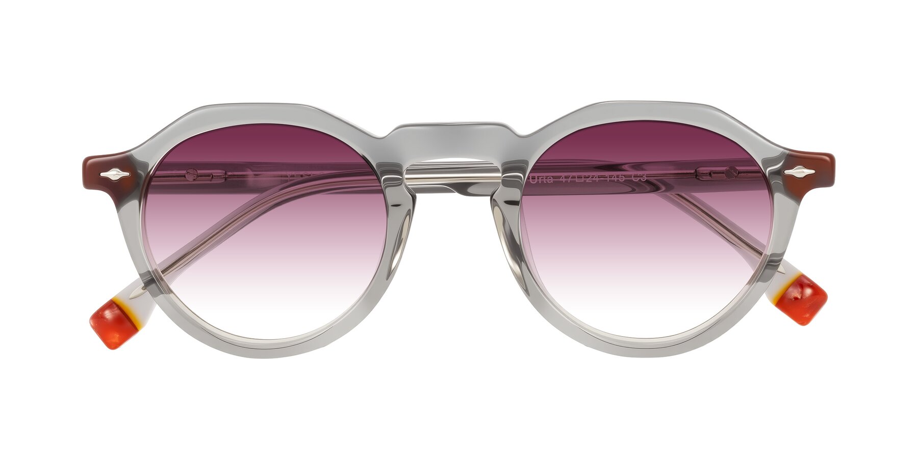 Folded Front of Orta in Gray with Wine Gradient Lenses
