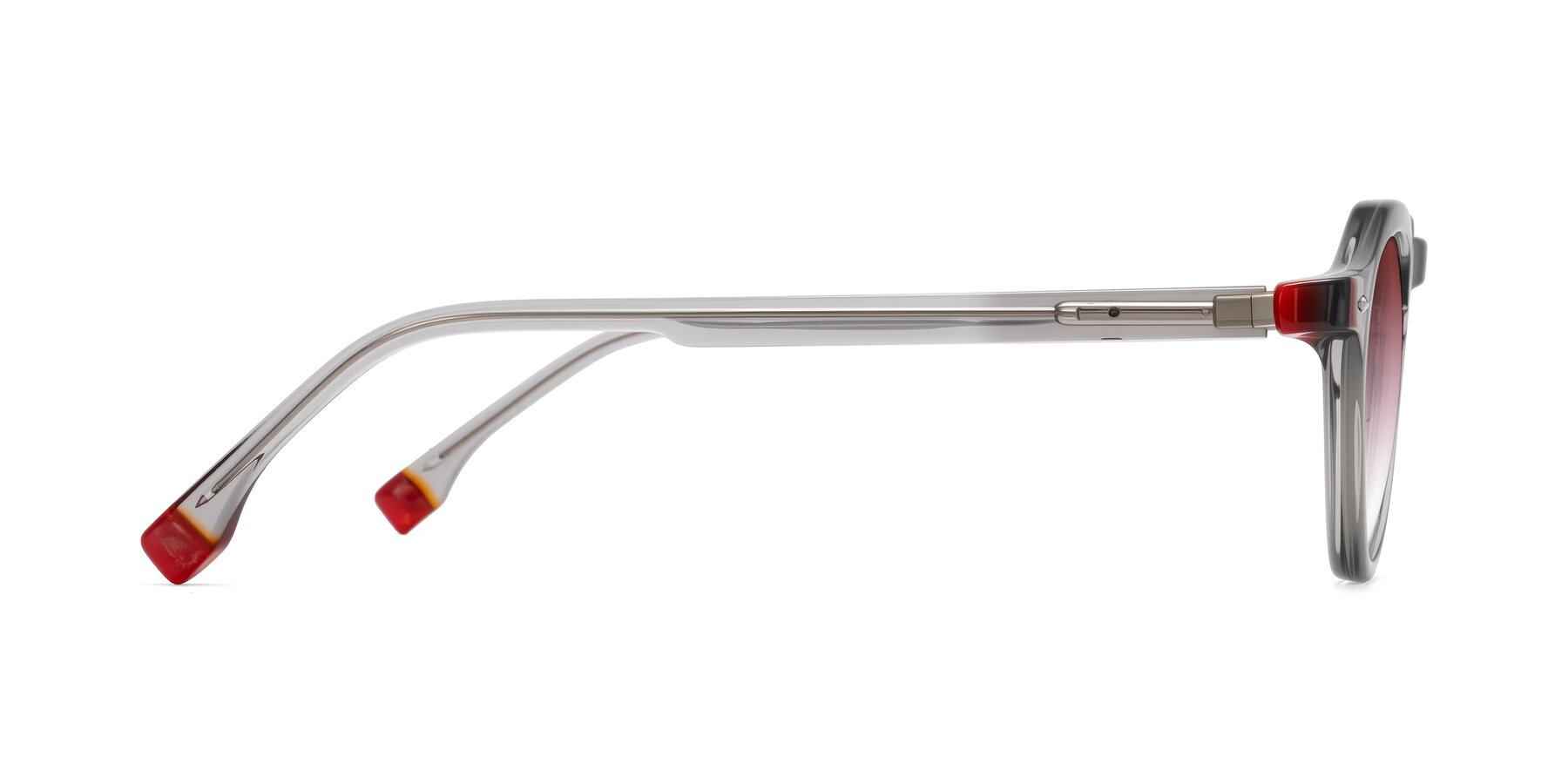 Side of Orta in Gray with Garnet Gradient Lenses