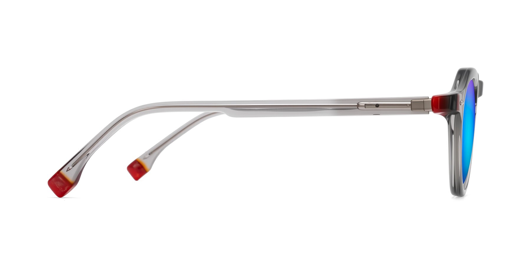 Side of Orta in Gray with Blue Mirrored Lenses