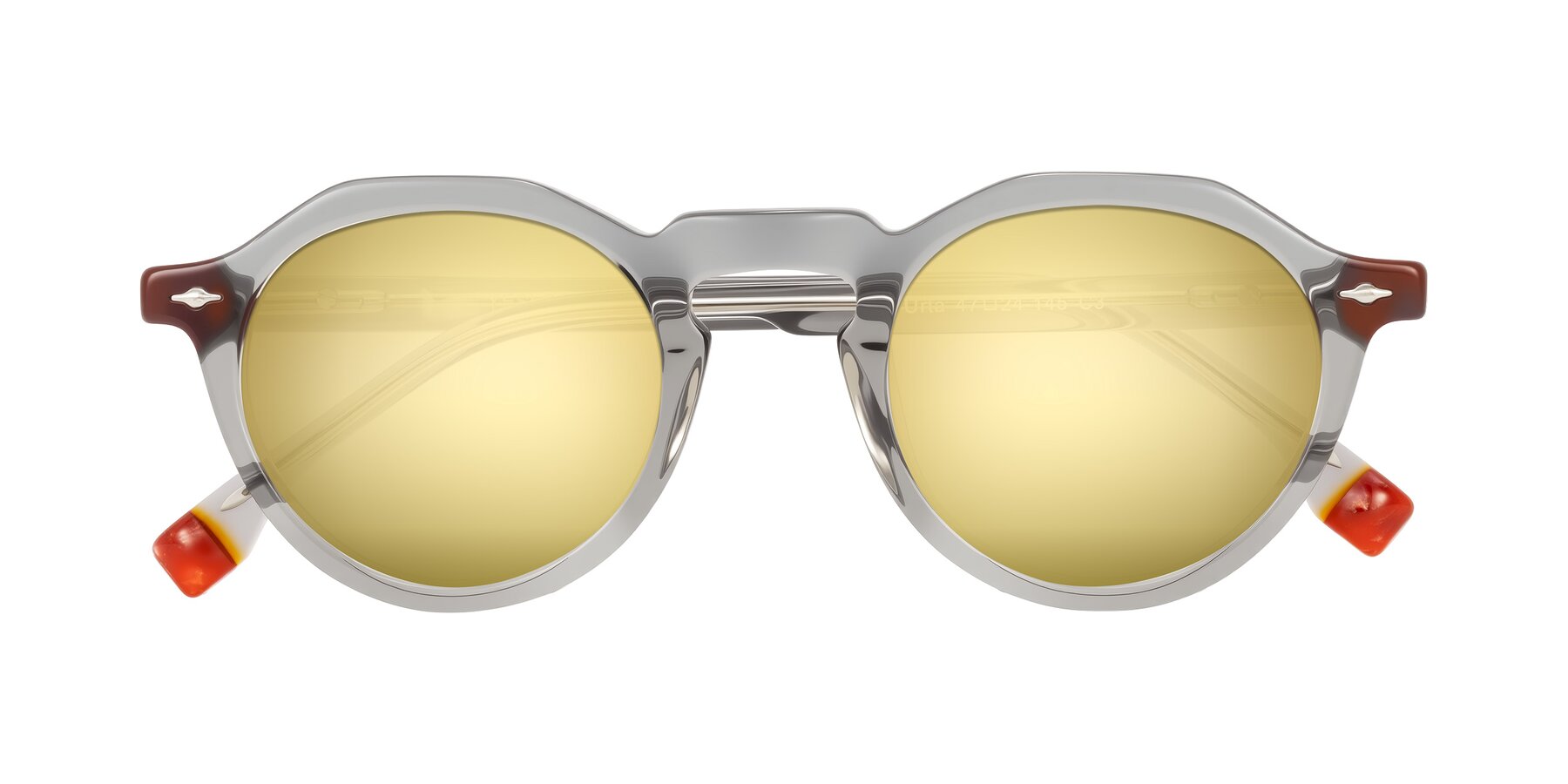 Folded Front of Orta in Gray with Gold Mirrored Lenses