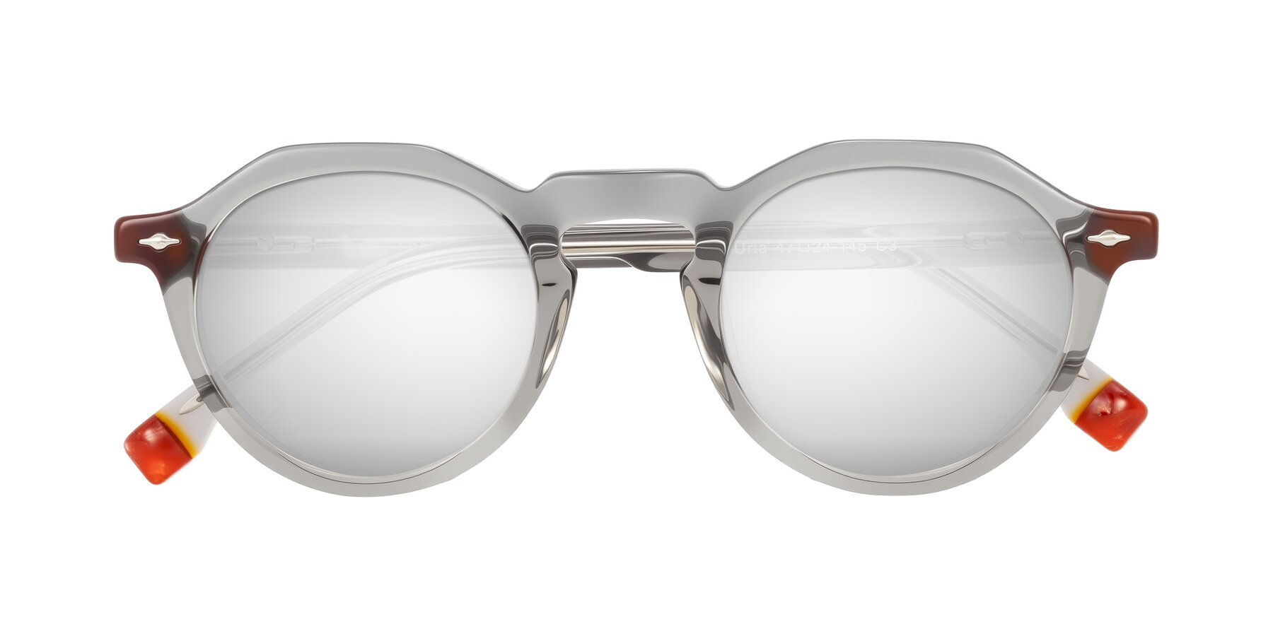 Folded Front of Orta in Gray with Silver Mirrored Lenses