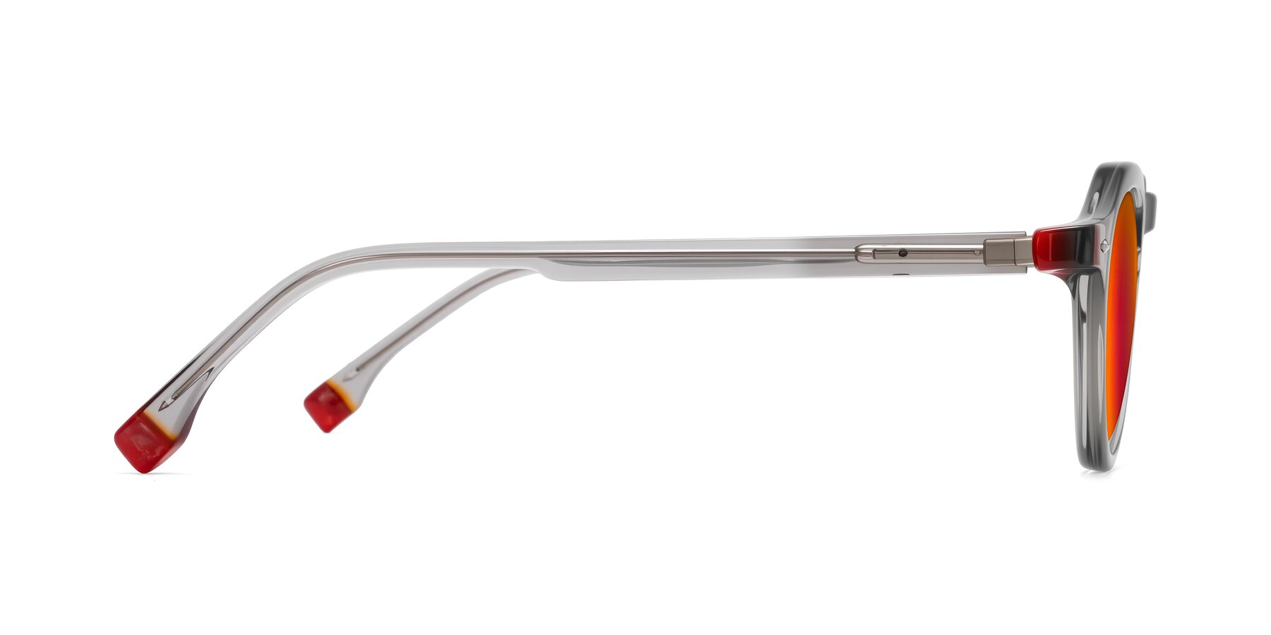 Side of Orta in Gray with Red Gold Mirrored Lenses