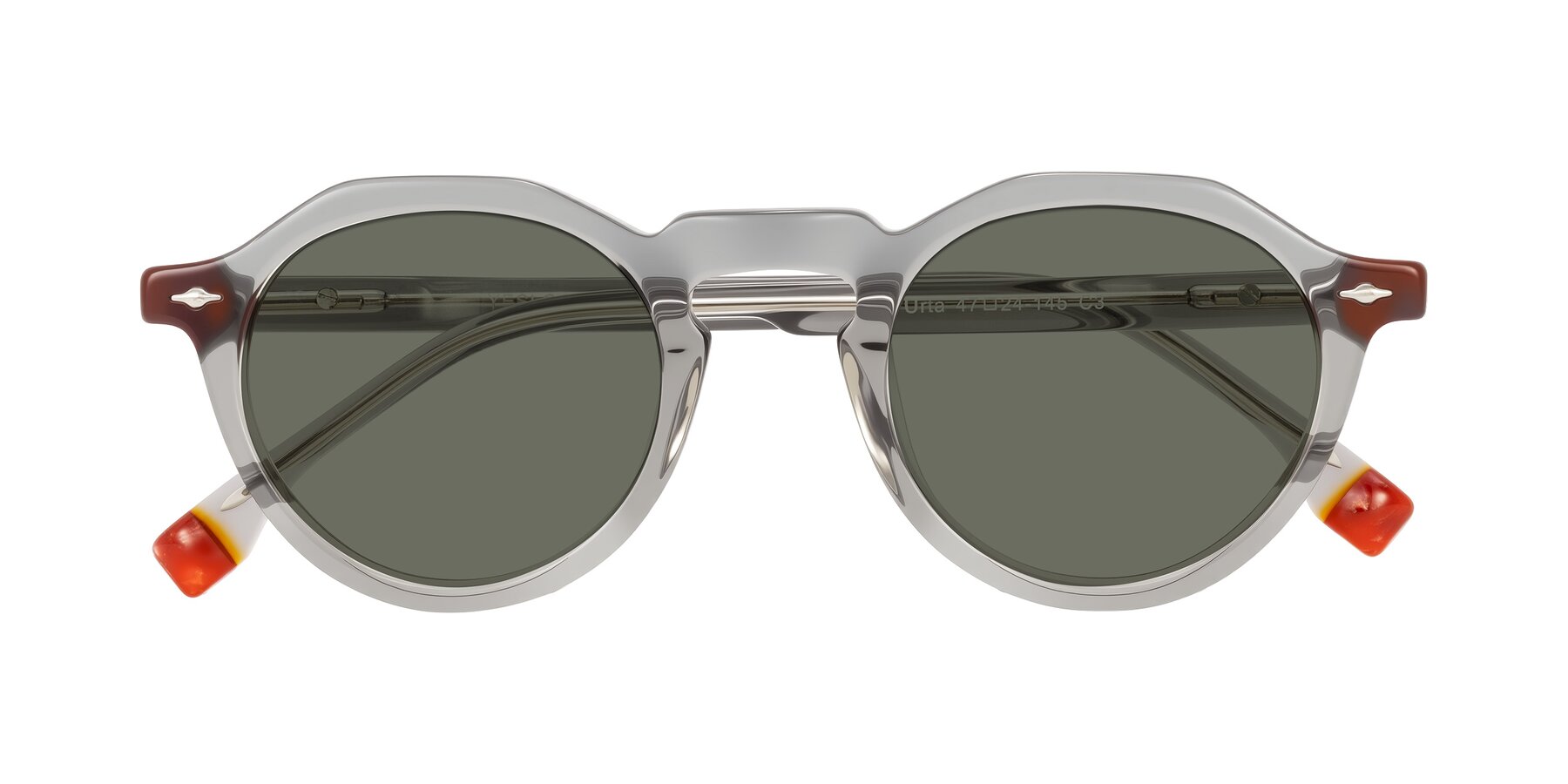 Folded Front of Orta in Gray with Gray Polarized Lenses