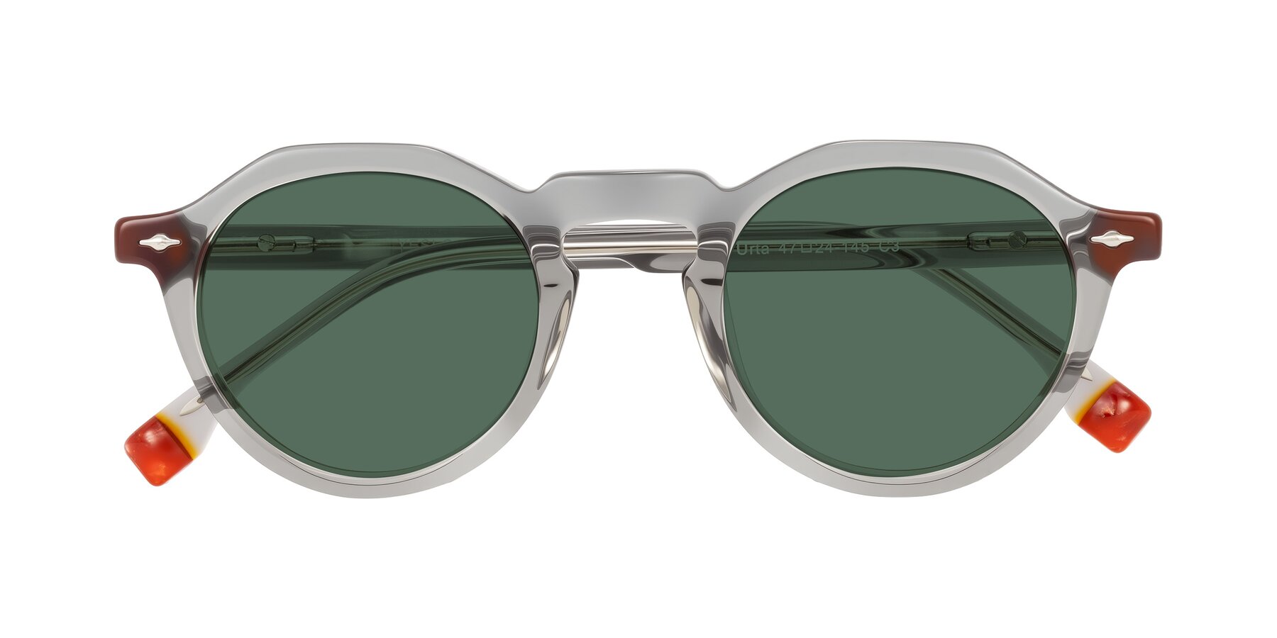 Folded Front of Orta in Gray with Green Polarized Lenses