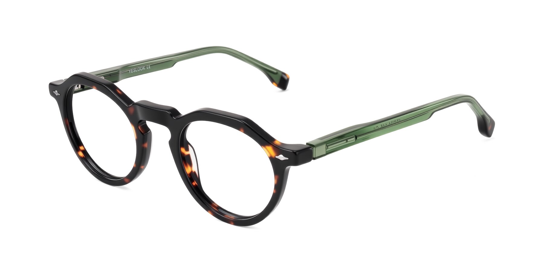 Angle of Orta in Tortoise/Green with Clear Reading Eyeglass Lenses