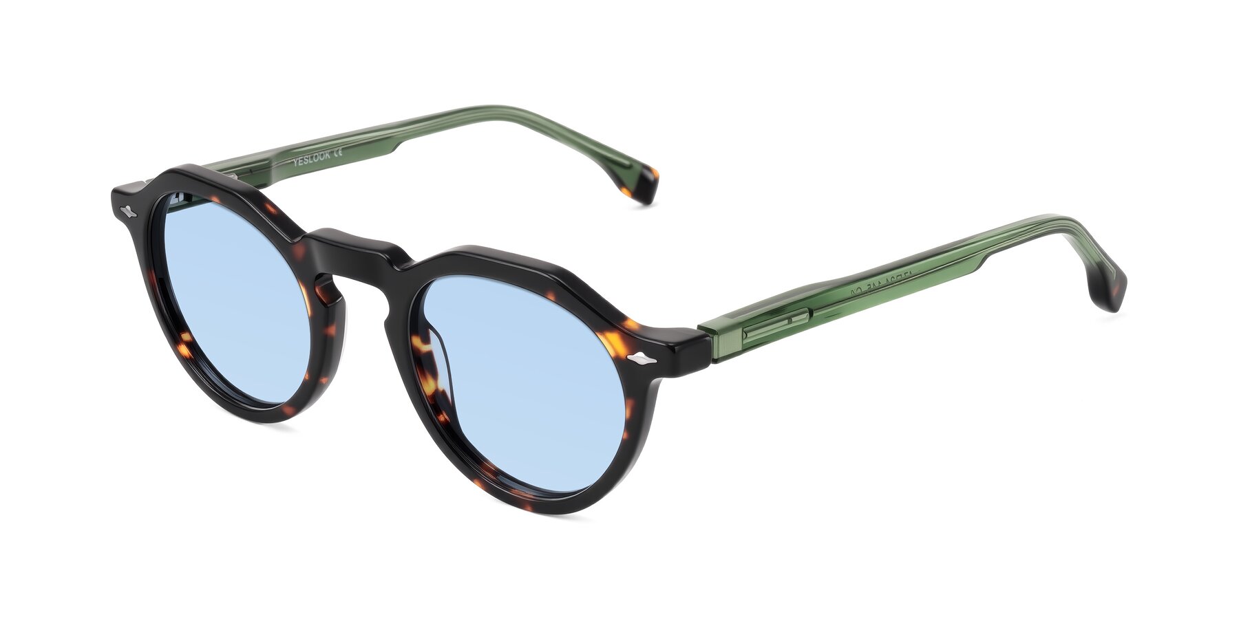 Angle of Orta in Tortoise/Green with Light Blue Tinted Lenses